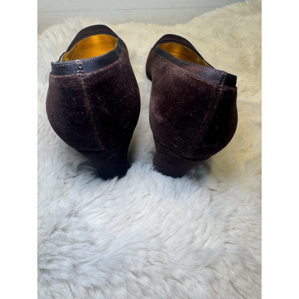 Vintage Y2k 90s Nina Pump Velvet Square Toe 7.5 Chocolate Brown Fall Wedding - Picture 14 of 15